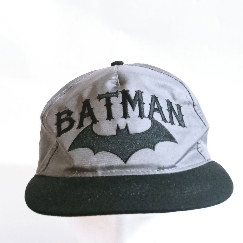 Vtg Batman Gray Black Snapback Baseball Hat (hb2)